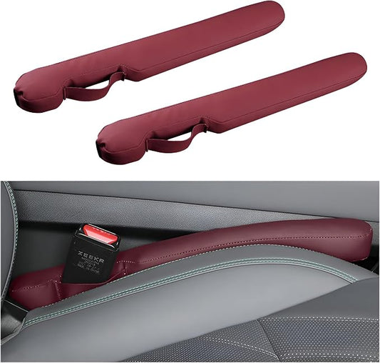 2PCS Car Seat Gap Filler, Soft Foam Automotive Organizer to Fill The Gap Between Seats Console Stop Things from Dropping, Vehicle Seat Side Gap Stopper, Universal for Truck SUV (Wine Red)