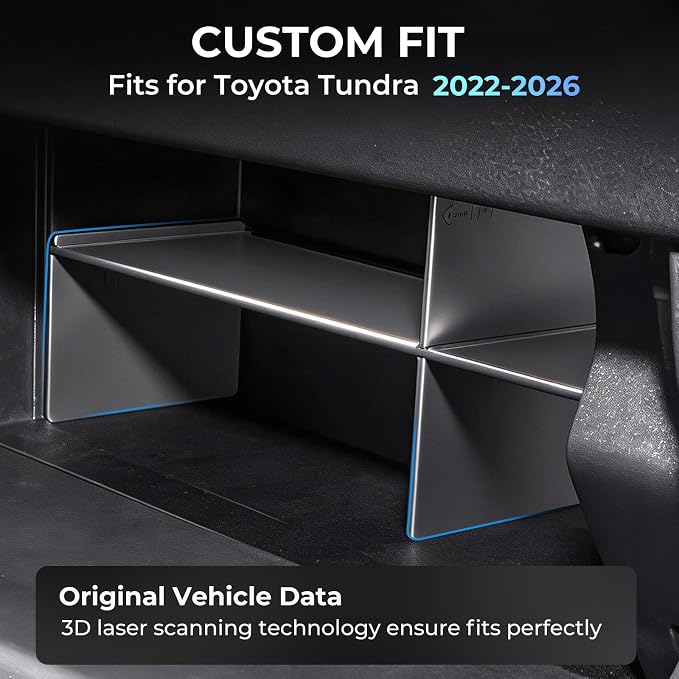 Glove Box Organizer Compatible with Toyota Tundra 2026 2025 2024 2023 2022, Interior Accessories Glove Box Compartment Insert Storage Dividers for 2022-2026 Tundra, Black