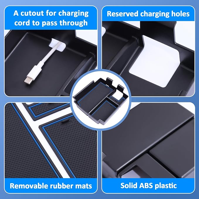TOPINSTALL Blue 2025+ Upgraded Tray Compatible with Ford Bronco 2025 2026 4-Door Automatic Transmission, Full Size Bronco Console Organizer (NOT for Manual & 2-Door & Sport Model)
