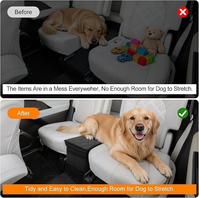 Car Seat Organizer for Kia Sorento 2026 2025 2024-2021 w/Built-In Cooler Bag, Car Second Console Organizer w/Non-Slip Strips, Foldable Backseat Organize for Dog Toys Kids Snacks Travel Storage Box