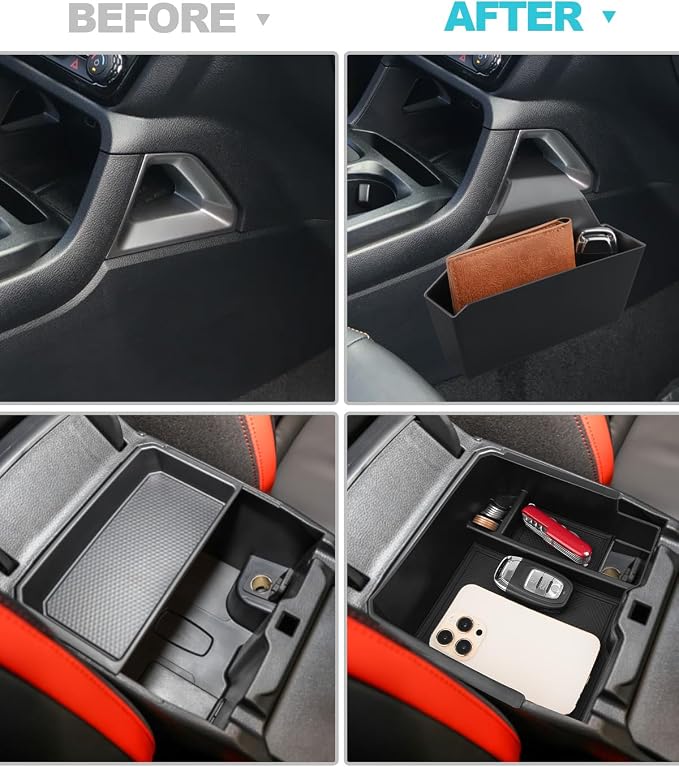 CDEFG 3Pcs for 2026 Ford Ranger Center Console Organizer for 2026 Ford Ranger (Raptor/Lariat/XLT/XL) Accessories Middle Console Tray Armrest Storage Box Gear Shift Side Pocket Trash Can