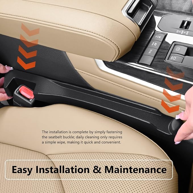 Car Seat Gap Filler Set of 2, Soft Multifunctional Seat Side Gap Filler Plug Strip with Organizer & Hook Function, 3in1 Gap Stopper Universal Fit Car SUV Truck Fill The Gap Between Seat & Console