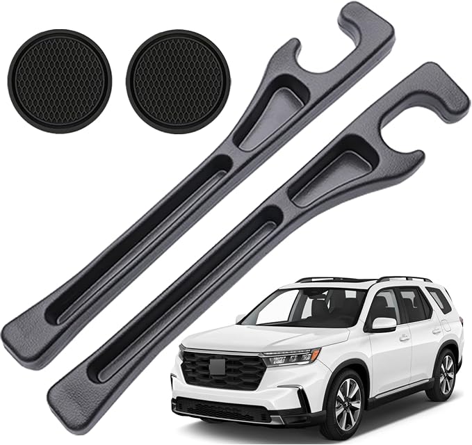 Pukonger Car Seat Gap Filler Compatible with Honda Pilot Accessories Seat Gap Plug Blocker with Storage Slot Organizer Non-Slip Car Cup Holder Coaster 2 Pack Black