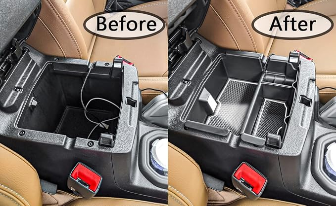 Center Console Organizer Compatible with Jeep Wrangler JL & JLU 2018 2019-2024 2025 2026 Accessories, Gladiator JT Truck 2020 2021 2022 2023-2026 Insert Tray Armrest Storage Box, White