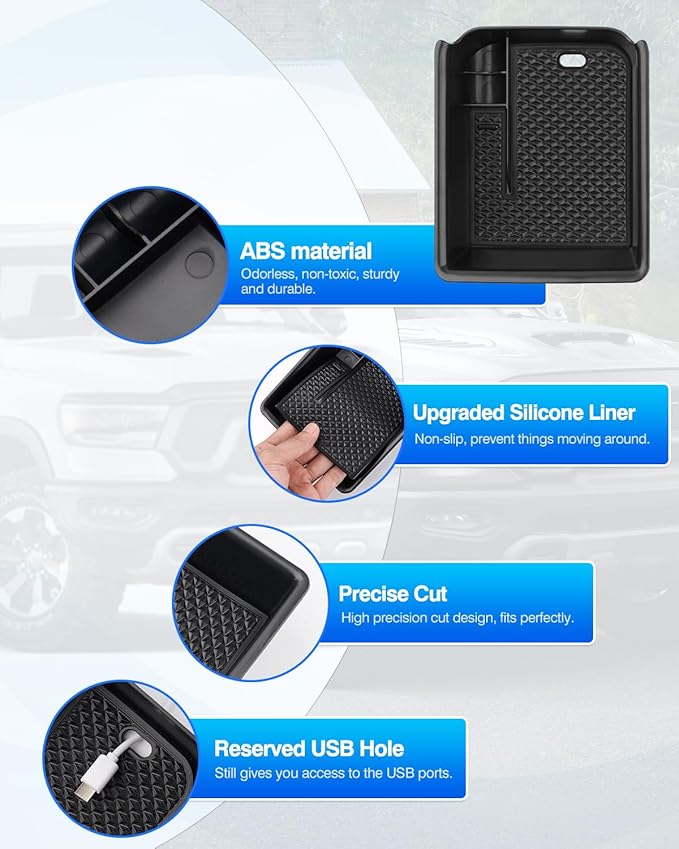 Karltys 2PCS Center Console Organizer Tray for 2022-2026 VW Volkswagen Golf GTI R MK8 Accessories Middle Console Tray Armrest Storage Box with Non-Slip Silicone Mat