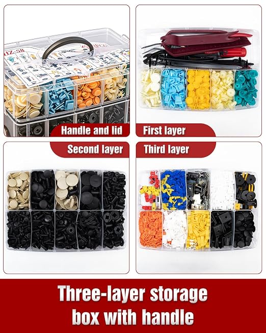 2080PCS Automotive Retainer Clips& Trim Removal Tools,32 Universal Sizes Push Type Rivets Fasteners,Door Panel Clips for Car Bumper, Fender,Door Panel and Interior Repair for Ford,Toyota,Chevy,Honda