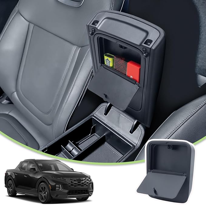 PIMCAR Center Console Hidden Organizer for Hyundai Santa Cruz 2026 2025 2024 2023 2022 Armrest Hidden Storage Box Secret Compartment Press to Open and Close