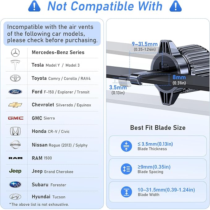 Blukar Car Phone Holder Mount, Super Stable Air Vent Cell Phone Car Mount with 2025 Metal Hook Clip, 360° Rotation,One Button Release for iPhone, Galaxy, Google, and All Other Smartphones