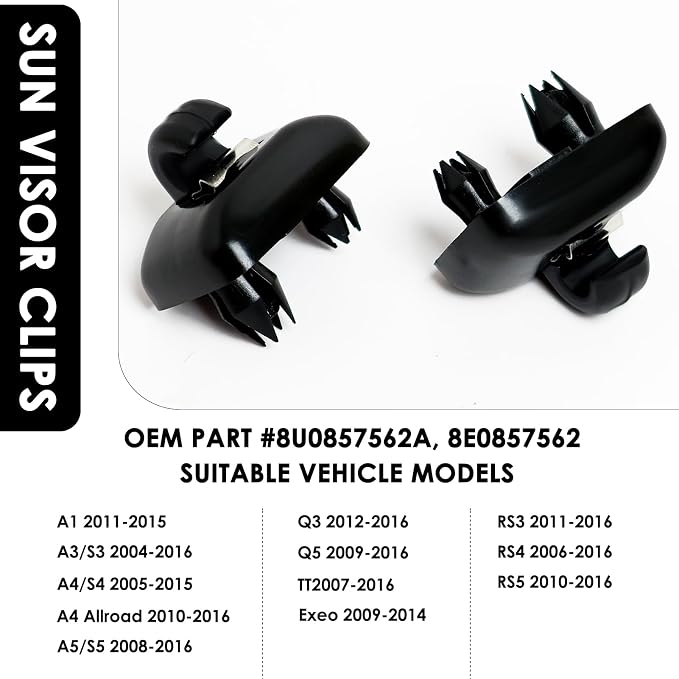 2015 Q5 Sun Visor Clip Replacement Compatible with Audi, Sunvisor Inner Clip for A1 A3 A4 A5 A6 Q3 Q5 S3 S4 S5 TT, ABS Construction Interior Sunscreen Holder Hook, OEM #8U0857562A (1Pcs Black)
