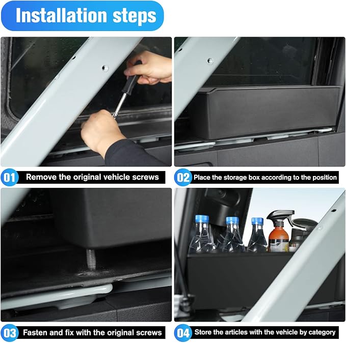 Trunk Storage Tray Organizers Rear Cargo Side Box is Applicable to Ford Bronco 2021 2022 2023 4 Door, Trunk Caddy Box, Internal Accessories, Black Matte Finish (Left Storage Box)