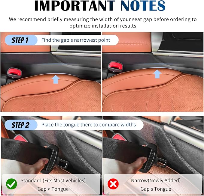 Upgraded Car Seat Gap Filler Organizer Set with Non-Slip Car Coasters,in Between Car Seat Catcher with Dual Slot,Flexible Seats Gap Filler Strip for Filling Gaps & Storing Items