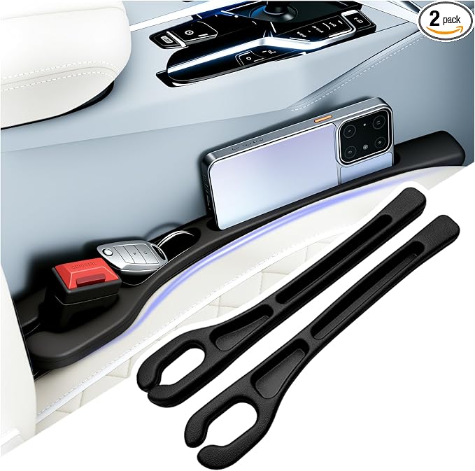 2PCS Car Seat Gap Filler Organizer,2026 New Car Seat Gap Plug with Storage Slot & Seatbelt Slot,Universal Cars Seats Crack Gaps Filler Stops Items from Falling Between Seats
