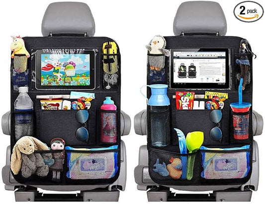 Car Backseat Organizer, Durable Waterproof Oxford Fabric Car Seat Back Kick Mats Protector with 9 Storage Pockets, 2 Pack