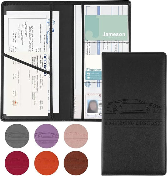 JUSTTOP 1Pack Car Registration and Insurance Holder,Car Document Holder for Cards License with Magnetic Shut,Vehicle Glove Box Car Organizer for Documents, Cards, License(Black)