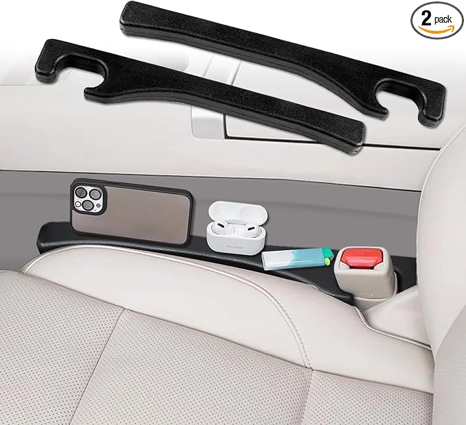 2Pcs PU Leather Car Seat Gap Filler, Seat Console Gap Plug Stop Falling Items, Universal Auto Interior Accessories for Cars SUV Truck