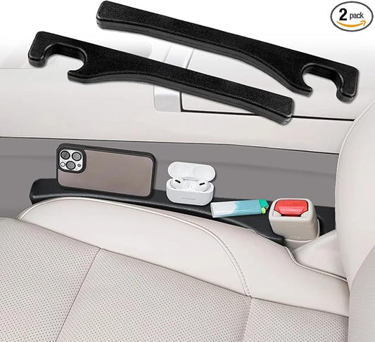 2Pcs PU Leather Car Seat Gap Filler, Seat Console Gap Plug Stop Falling Items, Universal Auto Interior Accessories for Cars SUV Truck