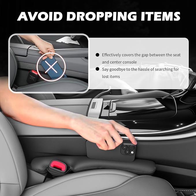 2026 Latest 2PCS Upgraded Car Seat Gap Filler with Fixing Ring,Elastic Car Gap Filler to Avoid Dropping Cell Phones/Keys,Essential Cars Gaps Seat Fillers Cars Accessories