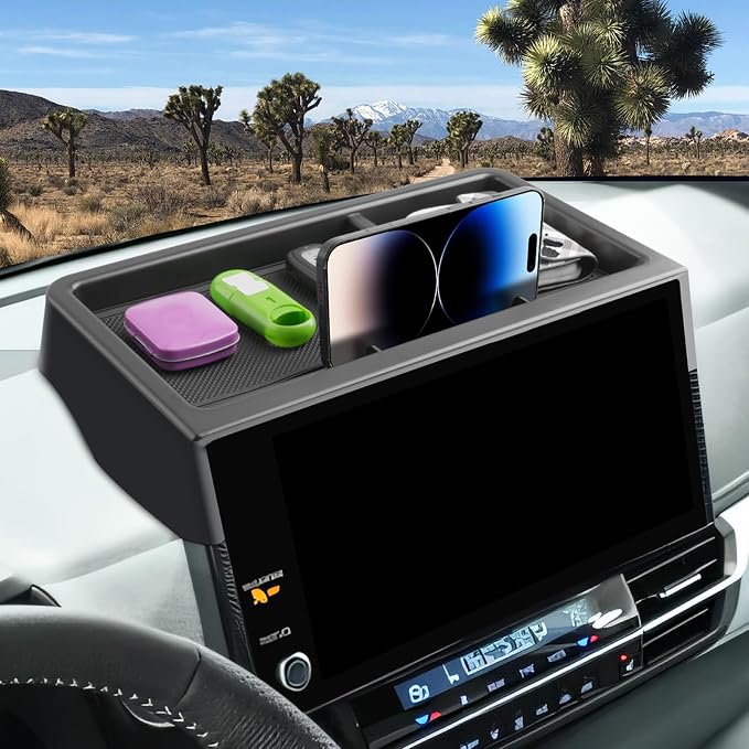 CDEFG Upgraded for 2025 2026 Toyota Sienna Dashboard Storage Tray, 12.3-Inch Behind-Screen Organizer for Toyota Sienna 2025 2026 Accessories Touchscreen Dash Organizer(Not for LE Trim 8-Inch)