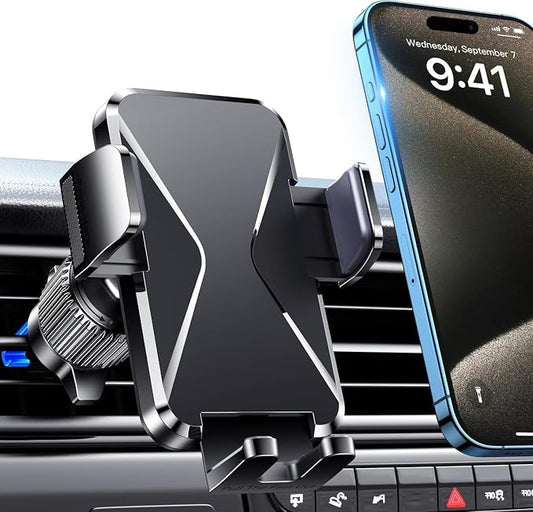 Qifutan Cell Phone Holder for Car Mount Car Vent Phone Mount, 360° Rotatable, Hands-Free Air Vent Holder for iPhone Smartphones Camera Mounts(4-7 Inch)