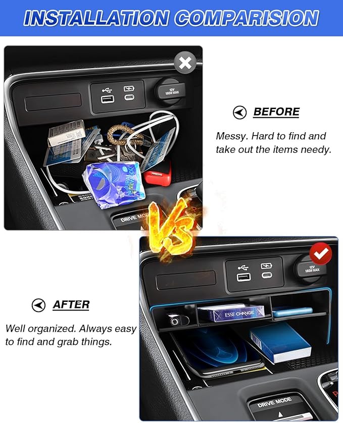 Karltys Center Console Organizer Compatible with Honda CR-V 2023-2026, Custom Fit Center Console Tray Insert with Non-Slip Silicone Mats, Armrest Storage Organizer for CRV Interior Accessories