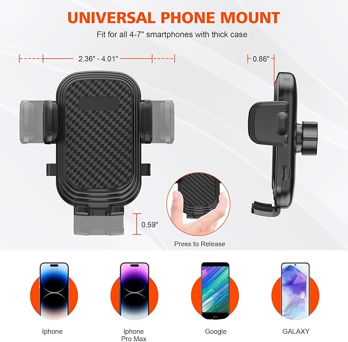 2 Pack Newlest 2 in 1 Phone Mount for Car Cup Holder with Adjustable Base, Phone Holders for Car Cupholder, No Shaking 360° Flexible Neck Phone Mount for All 4-7” Smartphones, Cup Holder for Bottles