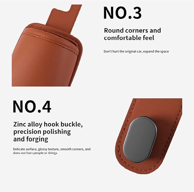 2-Pack Car Seat Back Cup Holder Organizer, Orange | Faux Leather, With Hooks, Universal Backseat Storage, For Drinks, Bottles & Travel Accessories