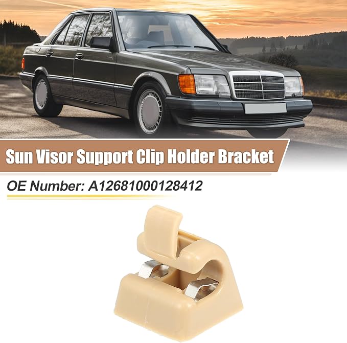 uxcell Sun Visor Support Clip Retainer for Mercedes-Benz W201 190 Class 1982-1993 No.A12681000128412 Sun Visor Support Clip Holder Bracket Hanger Plastic Beige Anti Vibration