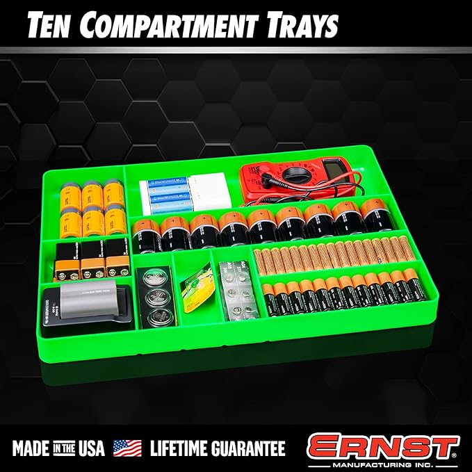 Ernst Manufacturing Tool Garage Organizer Tray, Orange, 10-Compartments