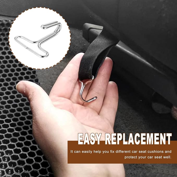 10 PCS Car Seat Cover Hooks, Metal Auto Seat Cushion Fixing Hanger Fastener Hook, Universal Headrest Cover Locking Clip Replacement for Cars Trucks SUVs, Car Accessories