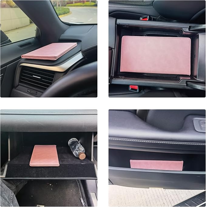 UYYE Auto Car Registration and Insurance Documents Holder - PU Leather Vehicle Glove Box Documents Organizer Wallet, Car Interior Accessories Case Holder for Essential Automobile Documents（Pink）