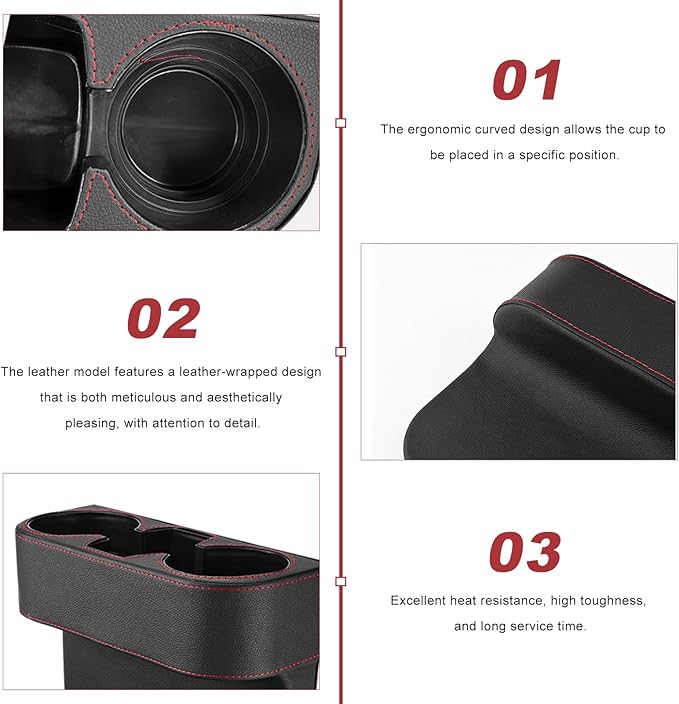 Car Seat Organizer Cup Drink Holder, Multifunctional Auto Console Side Organizer with 2 Cup Holders, Front Seat Gap Filler Interior Drink Holder Storage Box for Most Vehicles (Black)