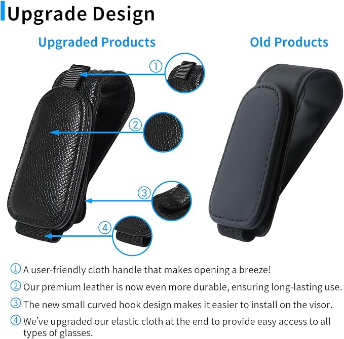 Yuoyar 2 Packs Magnetic Sunglass Holder for Car Visor (4Pcs Black) | Magnetic Interior Car Accessories