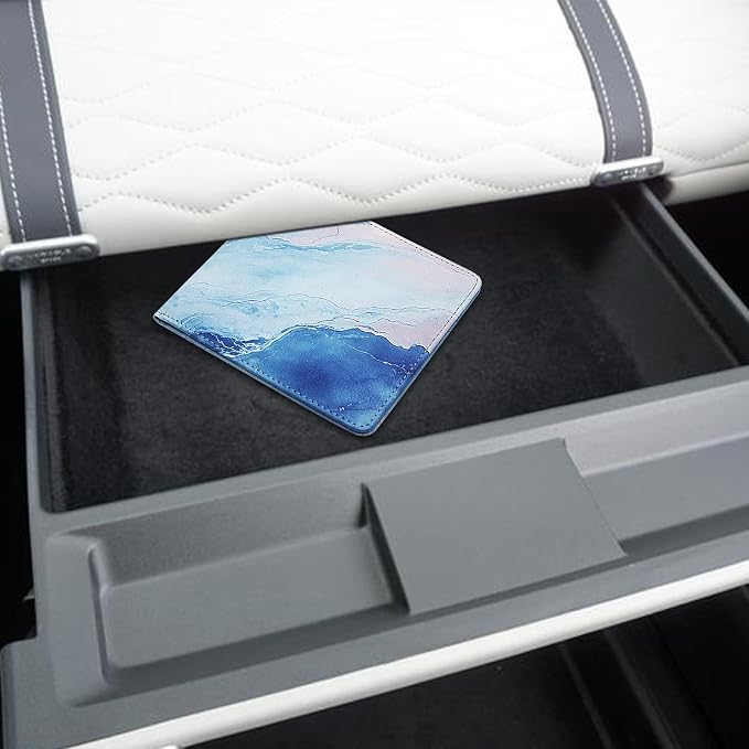 Car Registration and Insurance Holder, Premium Pu Leather Vehicle Glove Box Organizer - for Driver License, Cards & Essential Documents (S-Marble)