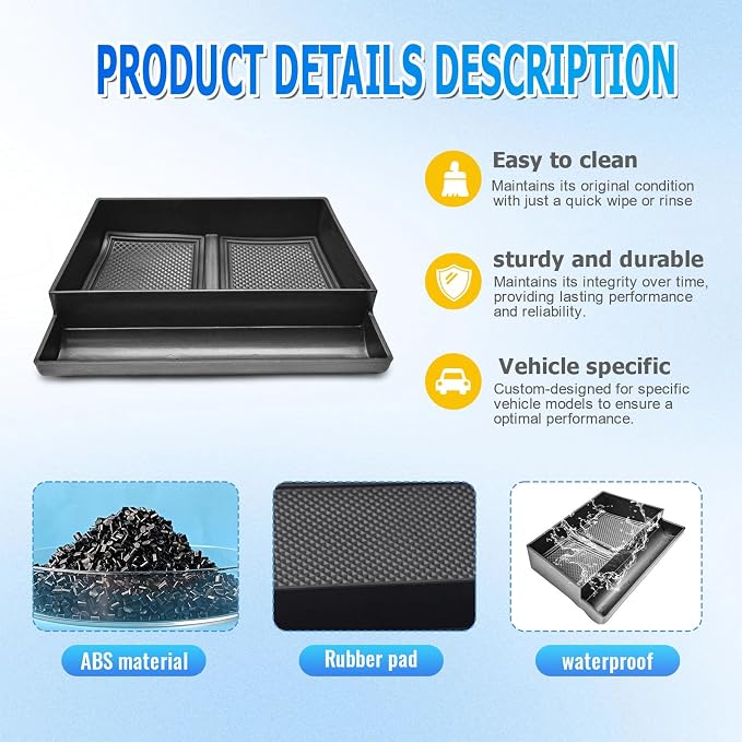 EDBETOS Console Drawer Tray Compatible with Honda Pilot 2016-2022/ Ridgeline 2017-2024/ Passport 2019-2024 Accessories Center Console Organizer Insert Tray Storage Box Coin Container, ABS Black