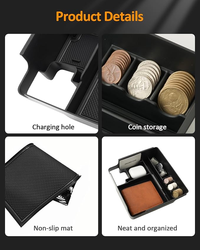 CDEFG 2022-2025 2026 Frontier Center Console Organizer Tray for Nissan Frontier Accessories Armrest Storage Box Insert Tray for Frontier S,SV,Hardbody Edition,Pro-X,Pro-4X,SL Arm Rest