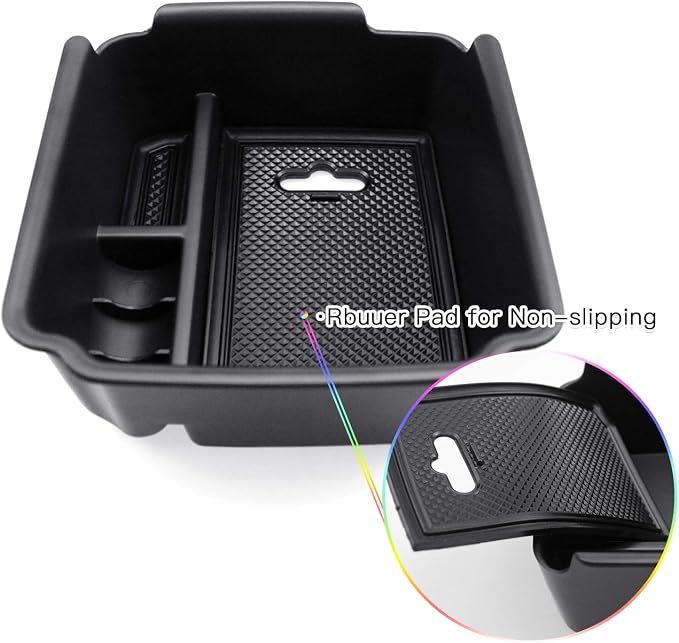 SKTU Center Console Organizer Compatible with 2018-2020 Tiguan Allspace LWB Accessories Insert ABS Black Materials Tray Armrest Secondary Storage Box