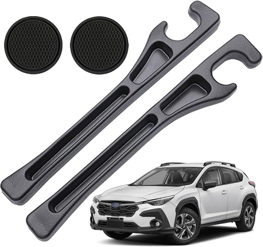 Pukonger Car Seat Gap Filler Compatible with Subaru Crosstrek Accessories Seat Gap Plug Blocker with Storage Slot Organizer Non-Slip Car Cup Holder Coaster 2 Pack Black