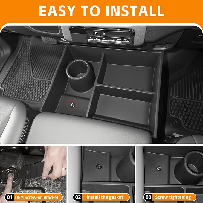 Bench Seat Floor Organizer Compatible with 2013-2025 Ram 1500 2500 3500-5500 Classic Center Console Storage Organizer Under Seat Box Bin Cup Holder for RAM Accessories(RAM Classic Bench Seat)