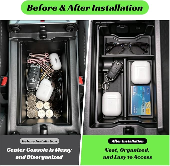 Center Console Organizer Tray for Toyota RAV4 2026,Custom Fit RAV4 Interior Accessories,ABS Storage Insert with Non-Slip Mats for Cards,Coins,Phones–Upgrade Console Storage for 2026 RAV4