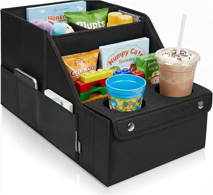 Global Cart Back Seat Car Organizer with 11 Storage Compartments and 2 Cup Holders - Car Seat Organizer for Kids, Travelling, Camping & Household Stuff