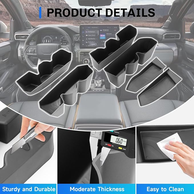 SXCY for 2025 2026 Toyota Tacoma Door Storage Organizer for 2024 2025 2026 Toyota Tacoma Accessories 2026 Tacoma Console Organizer TPE Car Gate Side Organizer Front&Rear Door Insert Box