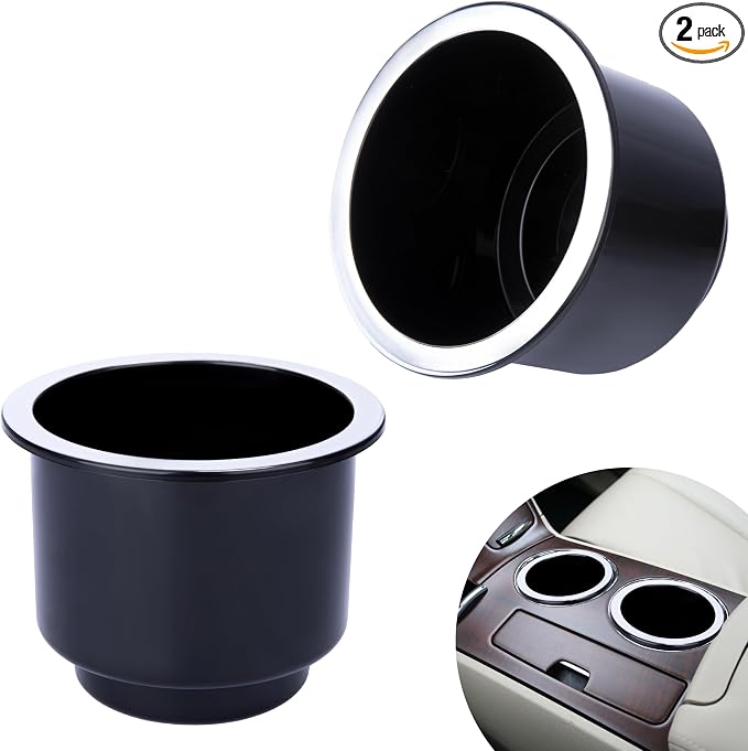 2PCS Cup Holder Insert, Plastic Cupholder Insert for Car, Universal Drop In Cup Holder, Car Seat Cups Holders Replacement for Sofa Boat Rv Couch Golf Cart Truck Poker Table, for 2.8" to 3.7" Cups Base