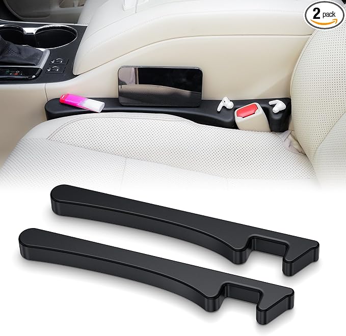 Car Seat Gap Filler Set of 2, Seat Side Gap Filler Fill Gap Between Seat & Console with Double-Sided Textured Design Soft Foam For Car SUV Truck, Seat Crevice Blocker Stop Things from Dropping