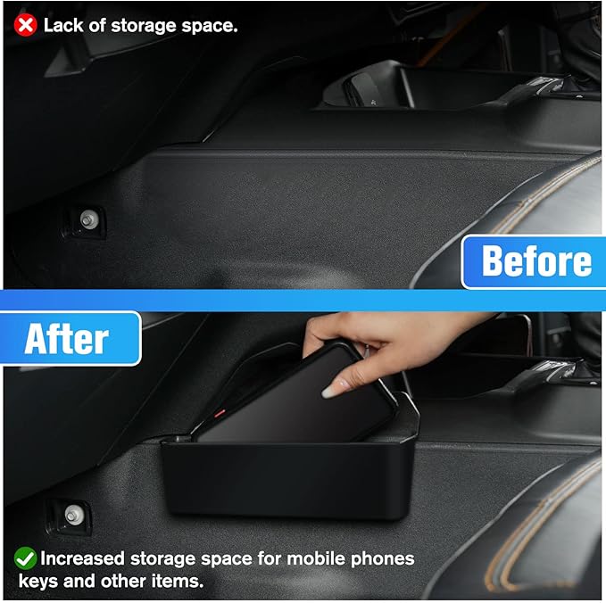 Center Console Gear Shift Organizer Tray Compatible with Ford Bronco 2021 2022 2023 2/4 Door, Center Console Gear Side Storage Box in Matte Black, Interior Accessories