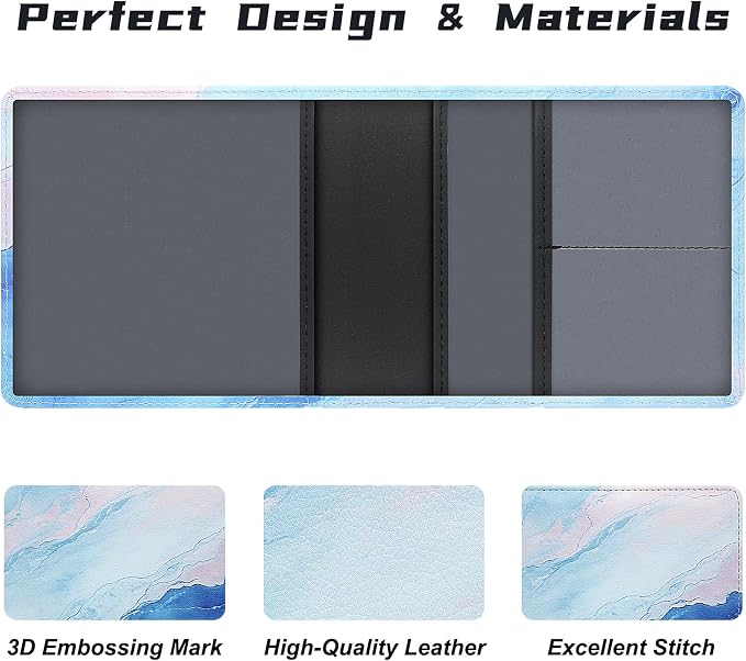 Car Registration and Insurance Holder, Premium Pu Leather Vehicle Glove Box Organizer - for Driver License, Cards & Essential Documents (S-Marble)