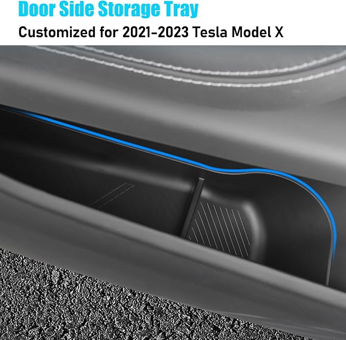 Jaronx Compatible with 2021-2026 Tesla Model X Door Side Storage Box, 2PCS TPE Front door Pockets Inserts Organizer Tray for Model X Accessories 2021 2022 2023 2024 2025 2026