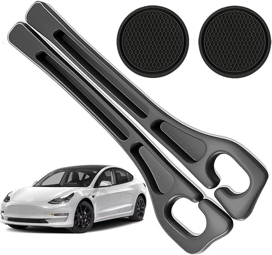 Car Seat Gap Filler Organizer Compatible with Tesla Model y Accessories Seat Gap Plug Blocker with Storage Slot Non-Slip Car Cup Holder Coaster Black