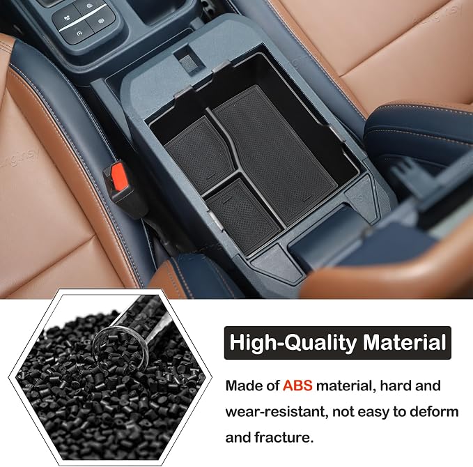 Aunginsy 2 Layers Armrest Box Storage Box Compatible with Ford Maverick 2022-2024 Pickup Truck Center Console Organizer Tray Double Armrest Storage Accessory Container Storage Insert ABS Accessories
