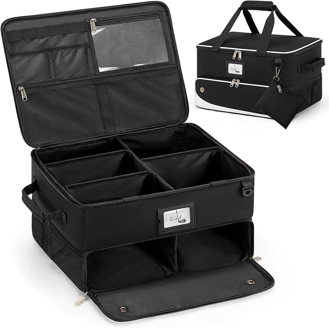 RAINSMORE Golf Trunk Organizer Golf Bag Organizers Golf Shoe Bag with Separate Ventilated Compartment for 2 Pair Shoes Golf Accessories for Balls, Gloves, Clothes