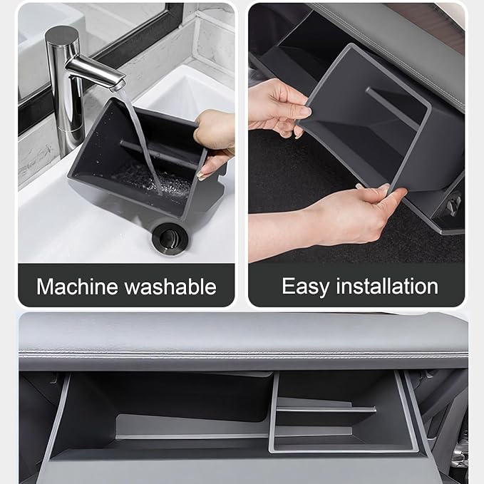 JYCDC Glove Box Organizer Compatible with Toyota Sienna 2026 2025 2024-2021 Accessories, Center Console Glove Compartment Divider Insert, ABS Secondary Storage Tray Interior Parts (Black) (Black)